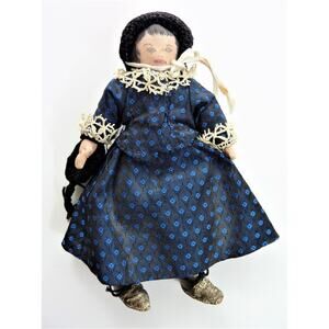 Vintage Artisan Made Oil Cloth Doll Cloth Face Hand Painted 1930s